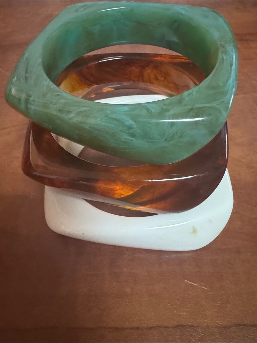 Stackable Resin Bangle Set - Turquoise, Amber & Bone